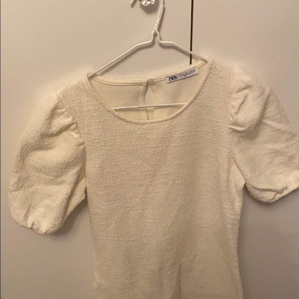 NWOT Zara Small White TEXTURED DRESS WITH VOLUME - Picture 4 of 15